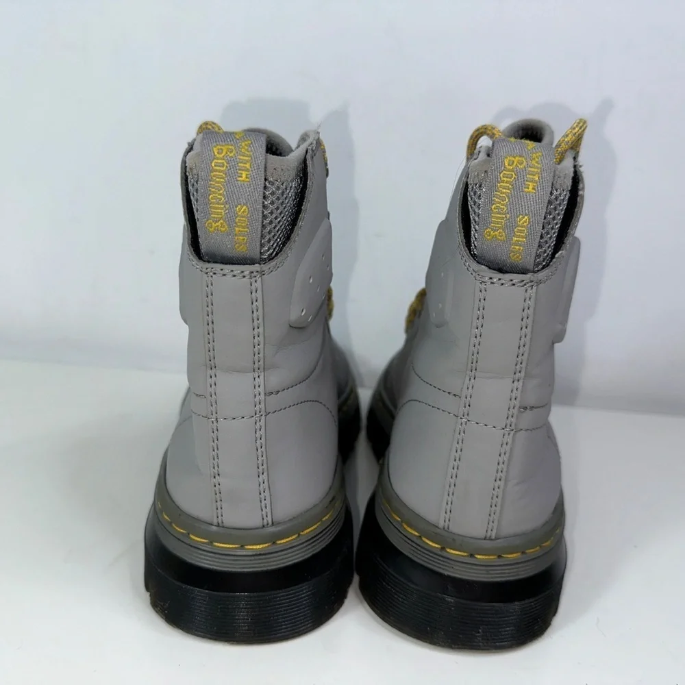 Dr Martens Quinton Mid Grey Moto Combat Military Style Boots Mens 4 Women's 5